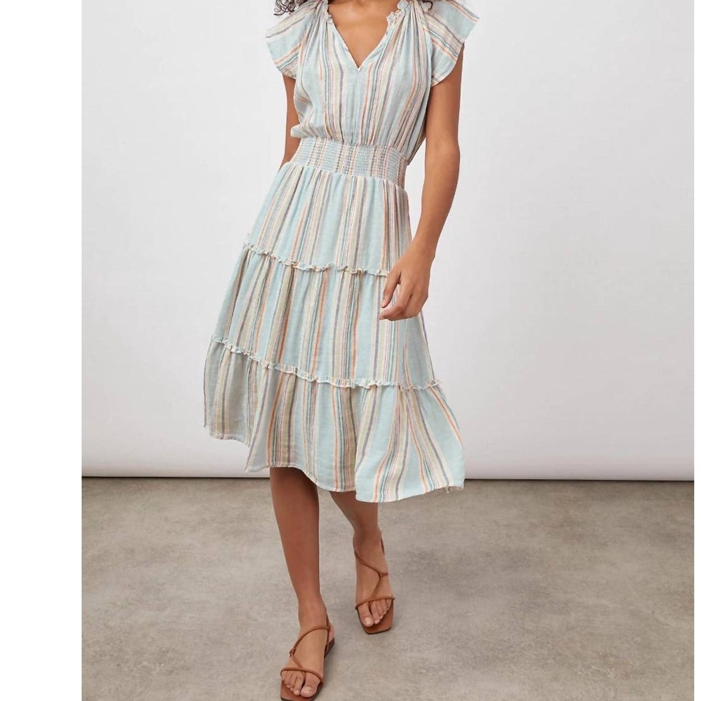 Rails Amellia Dress In Sag Harbour Stripe Striped Linen Blend XS
